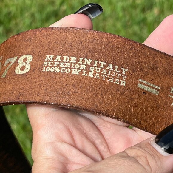 Diesel 1978 Metal Logo Buckle Designer Cow Leather Belt Size 38 - Picture 8 of 10